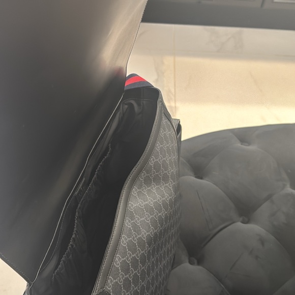 Gucci Gray and Black Diaper Baby Bag